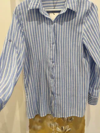 Blusa mujer Rayas Azul y Blanca algodón