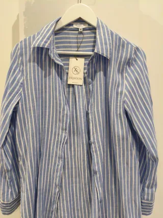 Blusa mujer Rayas Azul y Blanca algodón