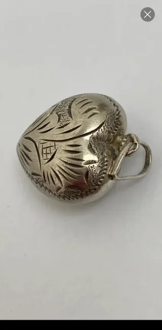 Colgante Corazón Plata Grabado Antiguo