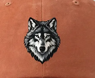 Berretto vintage con stampa lupo