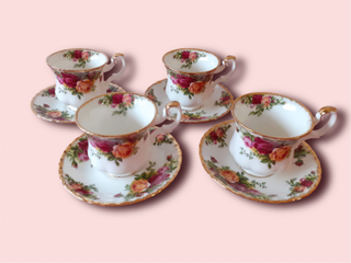 4 Tazas de Café Royal Albert Old Country Roses
