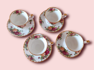 4 Tazas de Café Royal Albert Old Country Roses