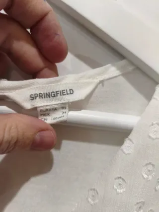 Blusa Springfield volantes lunares blanca gasa