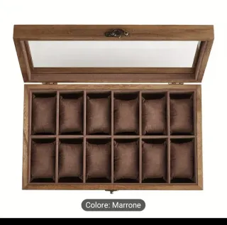 Scatola porta orologi in legno 12 posti