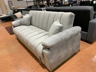 Sofá Cama Gris + Puff Arcón