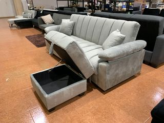 Sofá Cama Yadhi + Puff Arcon Gris