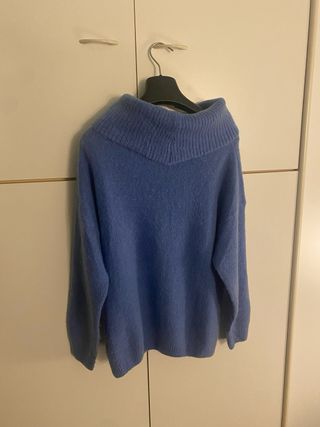 Maglione collo ad anello mohair azzurro polvere