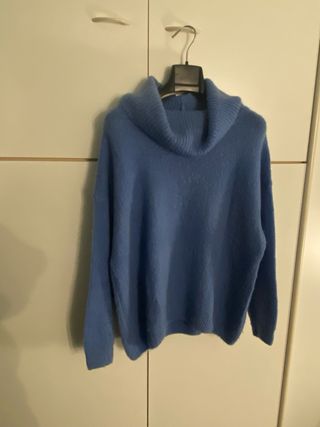 Maglione collo ad anello mohair azzurro polvere