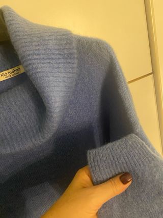 Maglione collo ad anello mohair azzurro polvere
