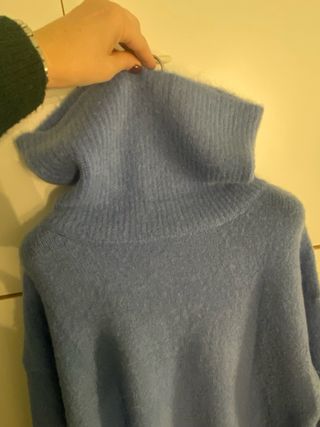 Maglione collo ad anello mohair azzurro polvere