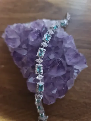 Pulsera Turmalinas Verdes y Plata