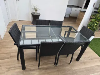 Conjunto exterior sillas y mesa ratán