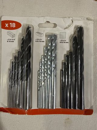 Surtido 18 brocas metal, madera, hormigón