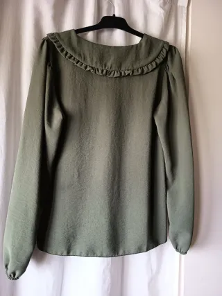 Blusa verde mujer cuello Peter Pan
