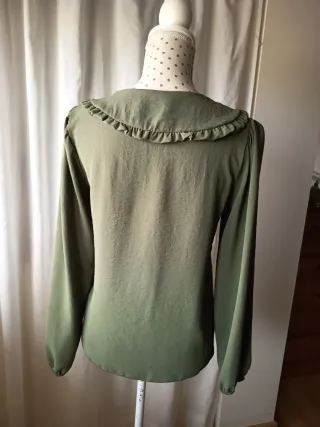 Blusa verde mujer cuello Peter Pan