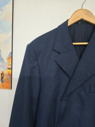 Americana azul cuadros hombre