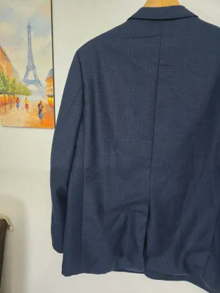 Americana azul cuadros hombre