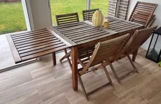 Mesa de exterior de madera Teka extensible