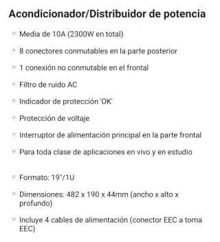 Regleta rack19 Adam Hall AHPCS10 Power Conditioner