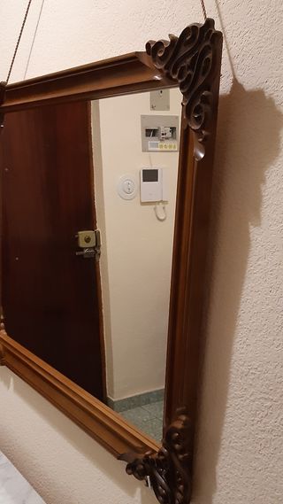 2 Espejos Madera Roble, Marrón y Beige