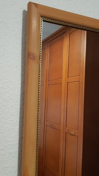 2 Espejos Madera Roble, Marrón y Beige