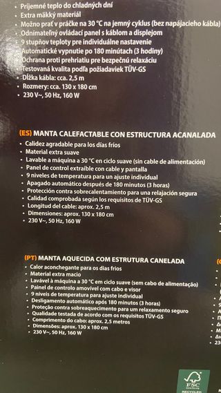 Manta Eléctrica Calefactora XXL