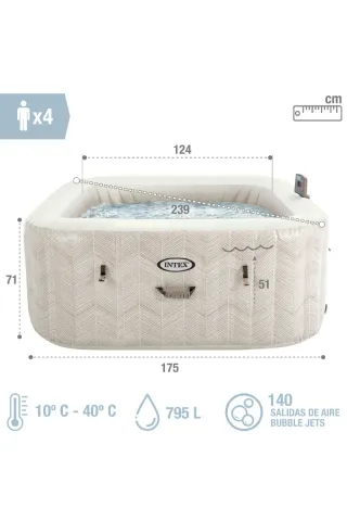 Spa Hinchable Intex 4 Personas Chevron Deluxe