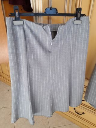 Completo Tailleur Gonna e Giacca Grigio Righe