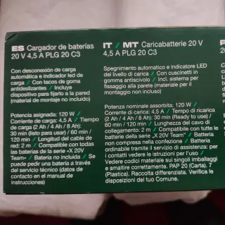 Cargador Parkside 20V 4.5A PLG 20 C3