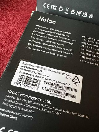 Ram 64GB DDR5 RGB Netac Shadow 4800 (16GB x4) C40