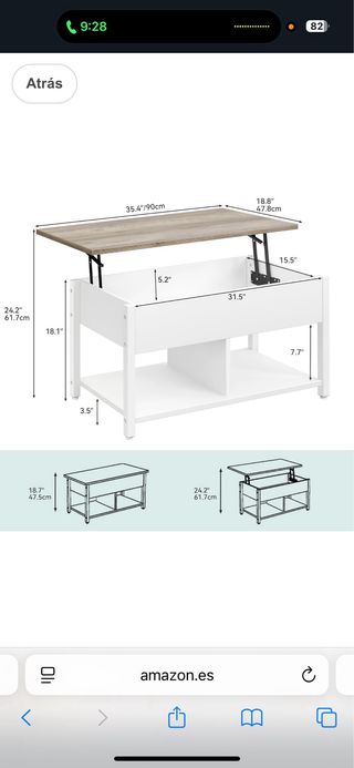 Mesa de salón elevabl