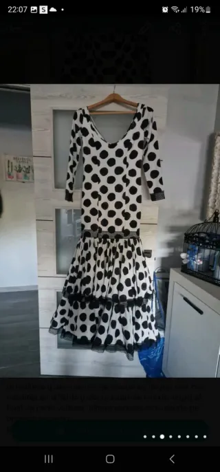 Traje Flamenca Talla 38 Negro/Blanco