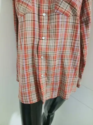 Camicia scozzese rossa/verde filo oro M/L donna