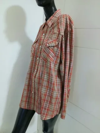 Camicia scozzese rossa/verde filo oro M/L donna