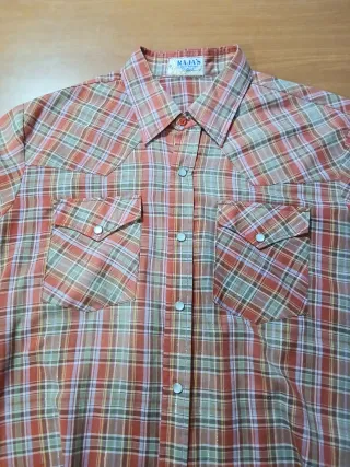 Camicia scozzese rossa/verde filo oro M/L donna