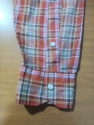 Camicia scozzese rossa/verde filo oro M/L donna