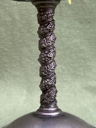 Candelabro estaño barley twist vintage 15 cm 1950