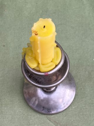 Candelabro estaño barley twist vintage 15 cm 1950