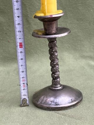 Candelabro estaño barley twist vintage 15 cm 1950