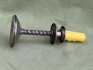 Candelabro estaño barley twist vintage 15 cm 1950