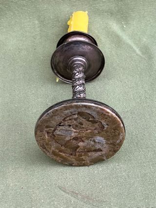 Candelabro estaño barley twist vintage 15 cm 1950