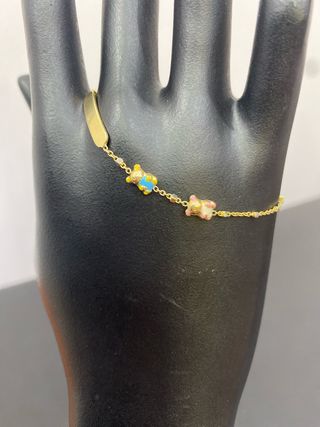 Pulsera Oro 18k Esclava Ositos Colores