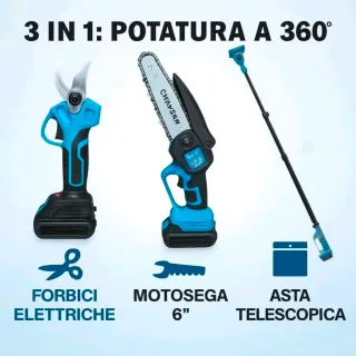 Kit Potatura 4in1 Motosega Cesoia Asta Faro