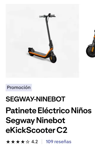 Patinete Eléctrico Niños Segway Ninebot C2