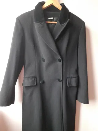 Abrigo largo negro 80% Lana Boutiqu
