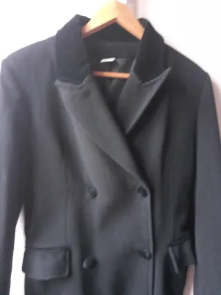 Abrigo largo negro 80% Lana Boutiqu