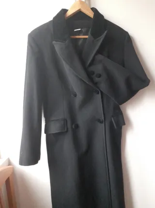 Abrigo largo negro 80% Lana Boutiqu