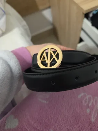 Cinturón Armani Negro Hebilla Dorada