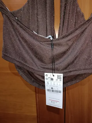 Top fiesta marrón con brillos