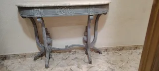 Mueble recibidor consola mármol y madera
